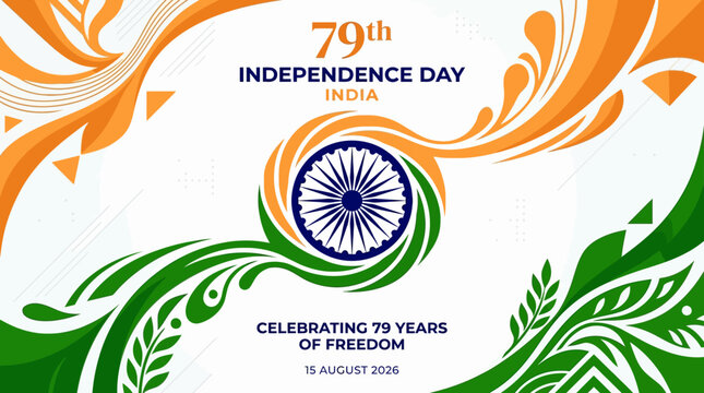 79th Indian Independence Day Celebration with National Flag Elements and Floral Designs