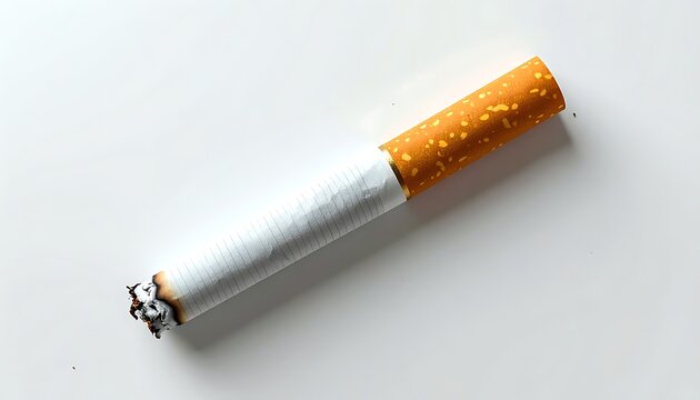 A cigarette with filter on white surface