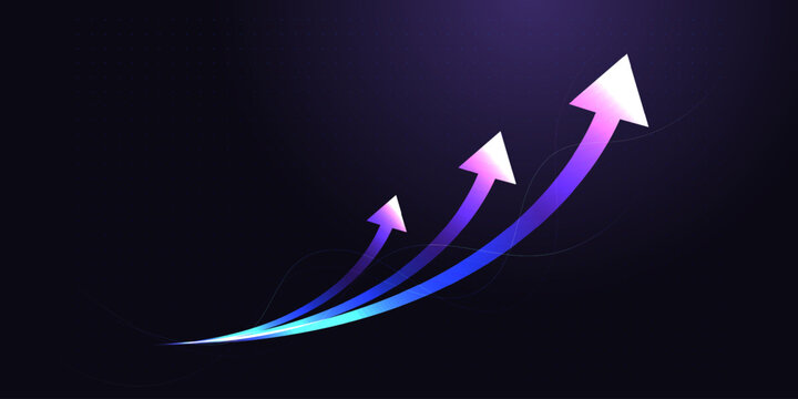 The three glowing arrows and lines point upward, showcasing the increasing momentum of a modern Finance strategy. A dynamic Finance backdrop where several upward elements