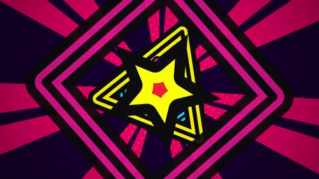 Dynamic pop art animation with pulsing star and radiating lines in retro comic book style