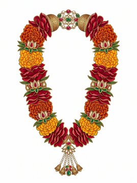Traditional Indian Wedding Flower Garland for Hindu Marriage Rituals and Cultural Celebration Decor