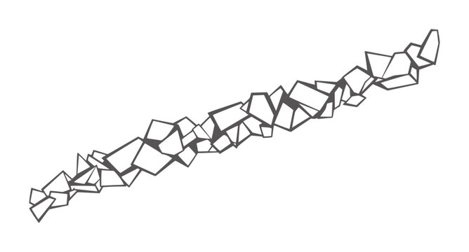 Jagged geometric cluster of dark gray polygons white abstract