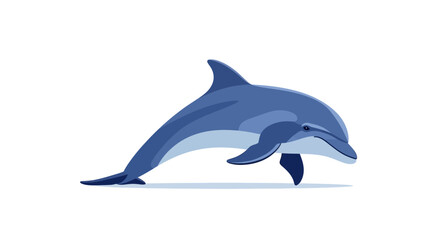 Blue Dolphin Swimming Isolated on White Background © padang