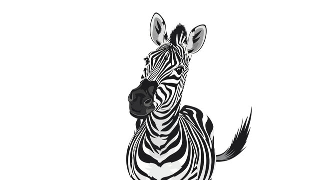 Zebra Portrait, Black and White Stripes, African Animal Illustration