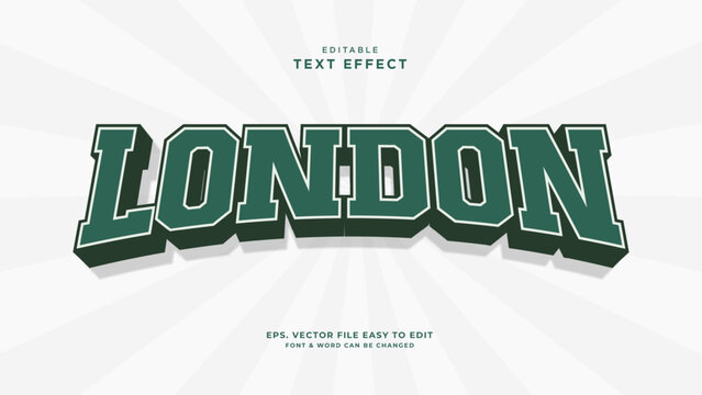 London text effect, sport varsity style editable text effect