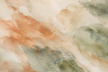 Obraz premium Abstract soft watercolor painting with blending earth tones of orange and green creating a gentle organic texture for creative backgrounds and art projects