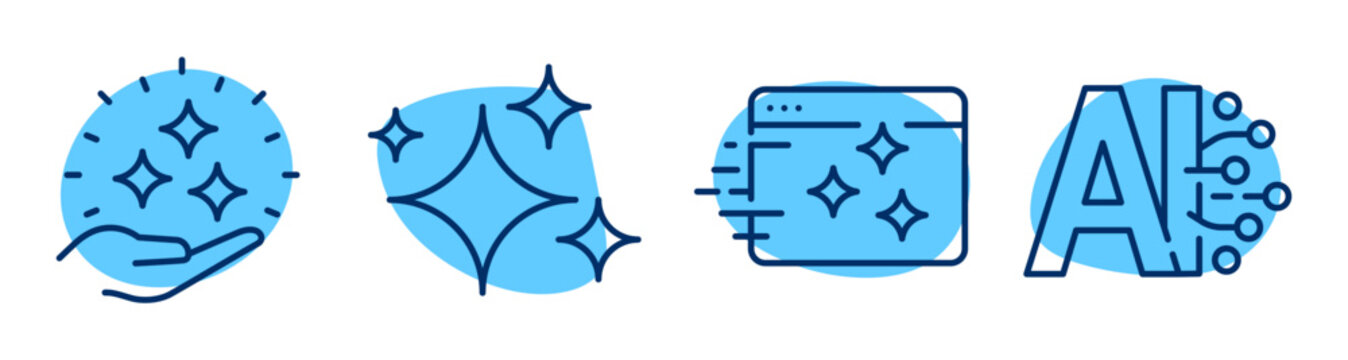 Sparkle and ai icons indicating quality and automation on white
