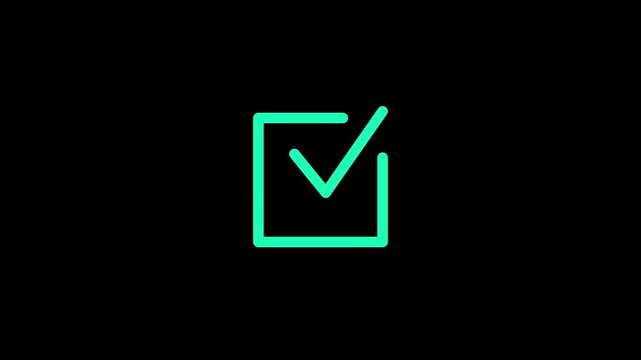 tik Mark Animation on Black Background Animated OK Check Mark Icon.4k video