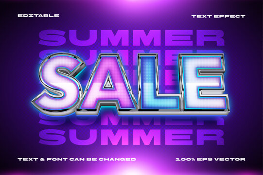 Summer Sale Disco Style Editable Text Effect with Retro Neon Glowing Lights