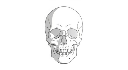 Human Skull Front View Detailed Illustration. © Mbeji