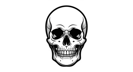 Fototapeta premium Human Skull Front View Detailed Illustration.