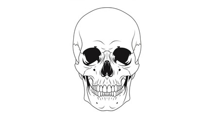 Human Skull Front View Detailed Illustration. © Mbeji