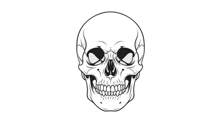 Human skull illustration front view isolated on white background. © Mbeji