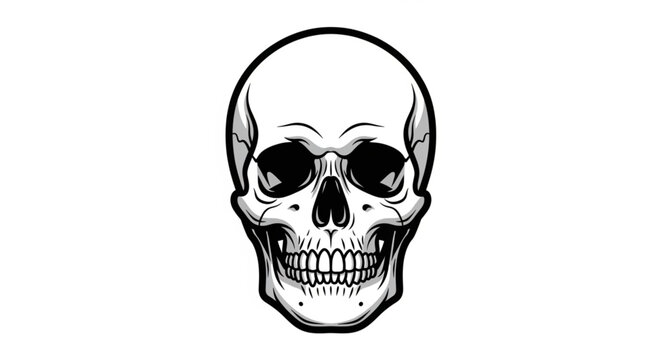Human Skull Front View Detailed Illustration.