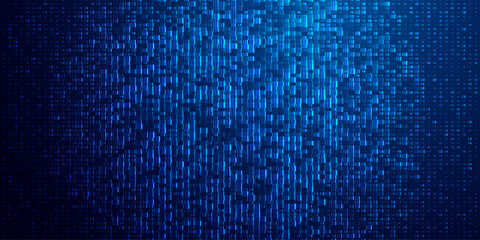 Blue abstract digital matrix background with glowing vertical rectangles and data streams, futuristic technology pattern and hi tech texture © png