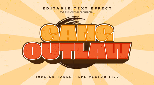 Gang Outlaw cowboy text effect vector, wild west slab serif lettering with leather texture, vintage western outlaw typography.