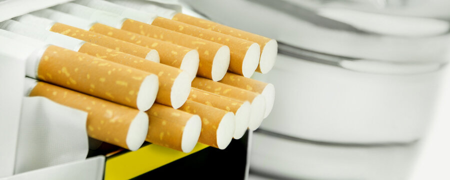 Cigarettes and Ashtray close up