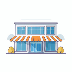 Obraz premium Modern Storefront with Awning and Windows