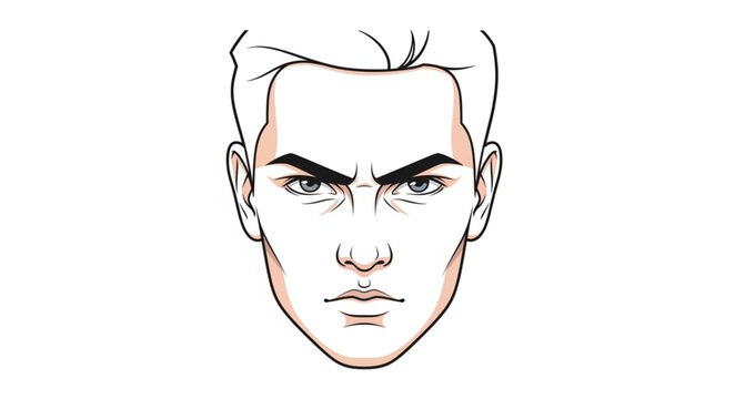 Illustration of a mans angry face with furrowed brow.
