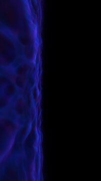 Vertical abstract deep blue ripple texture flowing alongside a dark void with soft glowing highlights and mysterious atmospheric depth for creative design