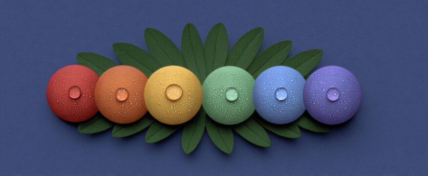 Diagram pastel bulat dengan titik embun terlihat segar dan alami.