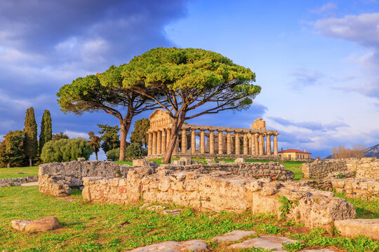 Paestum, Province of Salerno, Campania, Italy. The Temple of Athena.