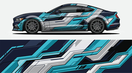 Obraz premium Car with blue and silver design 1.