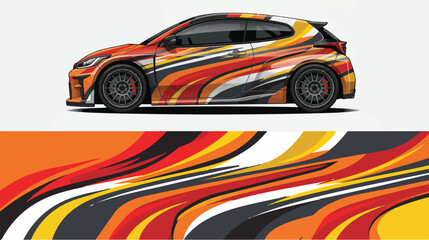 Naklejka premium Car with colorful racing stripes design.