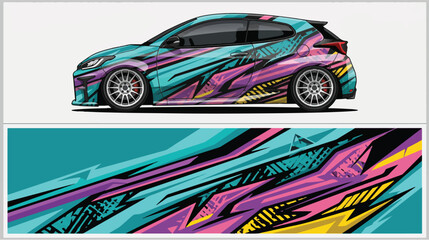 Obraz premium Colorful Car Side View Illustration 1.