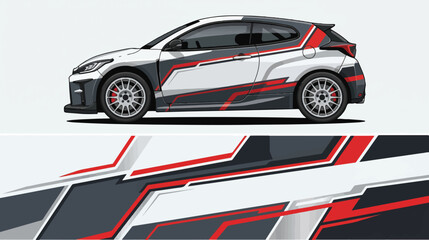 Fototapeta premium Modern Car with Racing Stripes Design.