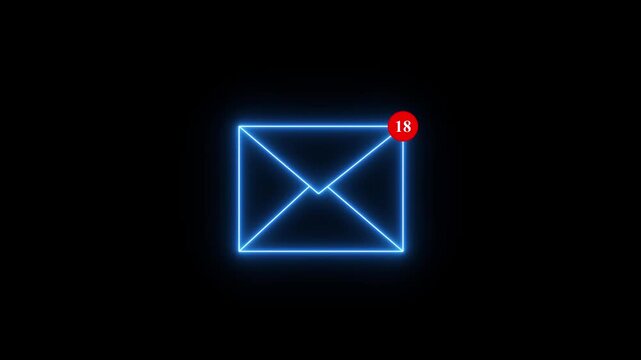 Mail inbox icon animation notification badge alert. Received message symbol for new email and inbox update. animation