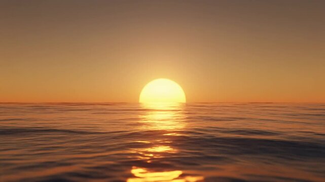 calm ocean with warm sunset reflection, upper sky area empty for text overlay, gentle wave motion, ultra realistic, 4k, 5 seconds, stable footage, clean background, no logo