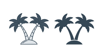 Obraz premium A collection of minimalist palm tree icons, featuring various styles and designs suitable for tropical themes