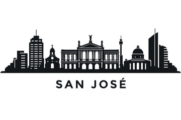 Fototapeta premium San Jose Costa Rica Skyline Silhouette