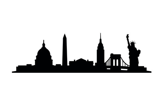 American Landmark Silhouette Composition