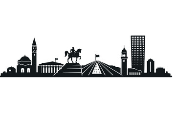 Obraz premium Tirana Skyline Silhouette Vector Illustration