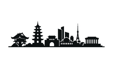 Fototapeta premium Hanoi Skyline Silhouette - Southeast Asia Cityscape