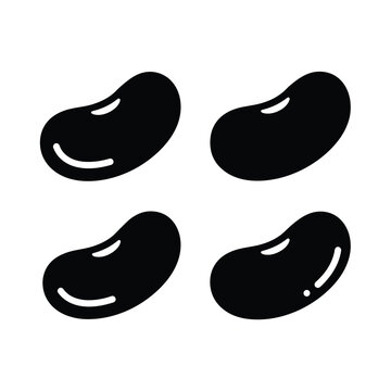 Four Black Jelly Bean Silhouettes on White candy sweet