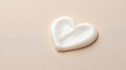 Obraz premium White Heart Shaped Skincare Cream Texture On Beige Background For Beauty Cosmetic Moisturizer Wellness And Self Care Concept