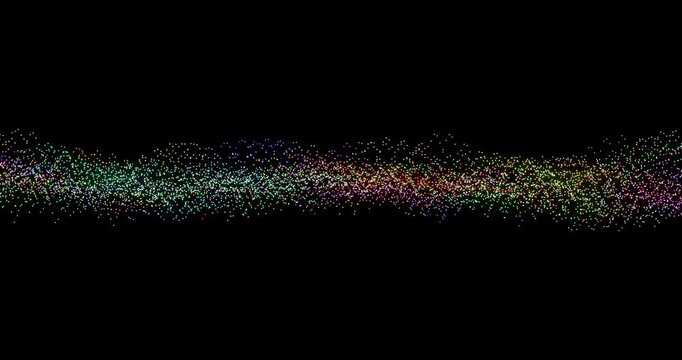 Abstract colorful glowing wave. Cyber digital stylized dot art background. 4K 3D rendering loop animation.