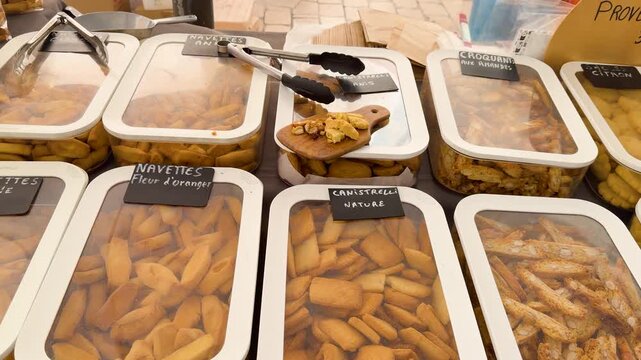 Assorted Traditional French Biscuits and Cookies at Cassis Outdoor Market