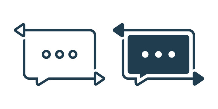Chat Repeat Icon with Speech Bubble and Refresh Symbol. Vector Illustration