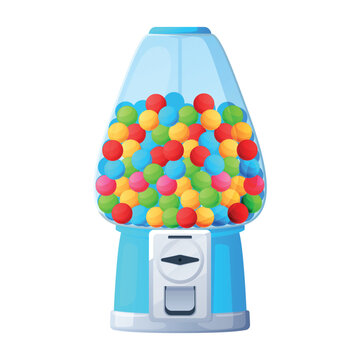 A gumball machine filled with colorful balls for public spaces where both children and adults can have fun.