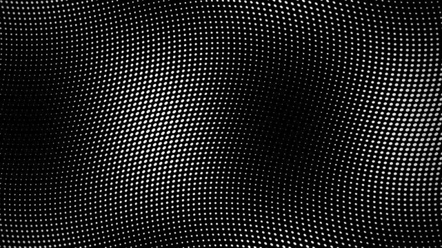 Abstract monochrome undulating halftone dot pattern motion graphic background