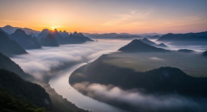 Mountain landscape sunrise