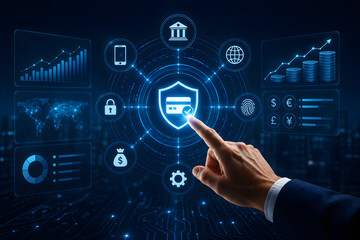 Fototapeta premium Secure Digital Finance Dashboard with Payment Protection