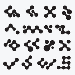 Fototapeta premium Abstract Y2K Liquid Blob Shapes Vector Set with Futuristic Organic Elements