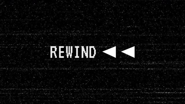 Horizontal grain scratch rewind text with alpha channel. 4K video animation