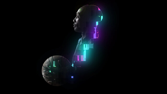 Photo Digital Animator 1 &ndash; Futuristic Glitch Photo Animation, Digital Data Effects and Modern Motion Graphics for Creative Video and Social Media Presentation