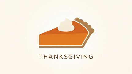 Fototapeta premium Minimalist silhouette of a pumpkin pie slice with orange and cream colors for Thanksgiving menus and autumn food promotions